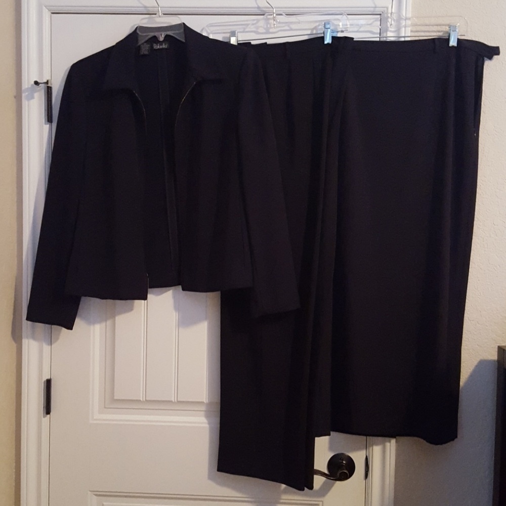 Navy Rafella Suit;  long skirt, pants, & blazer